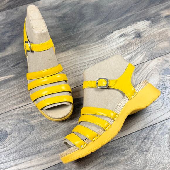 Dansko Shoes - NEW Dansko Roxie Yellow Strappy Leather Clog Sandals 38 7.5-8